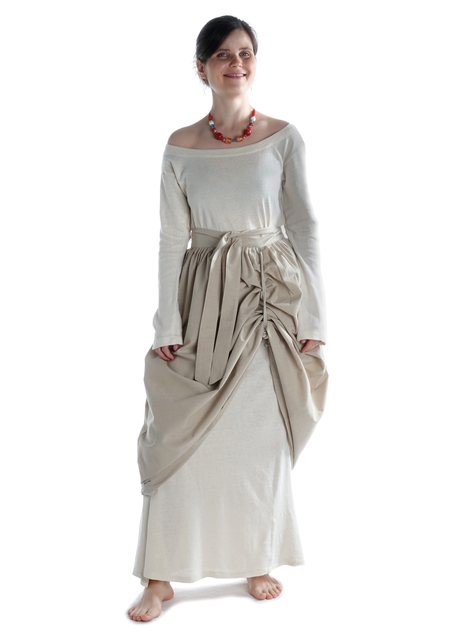 Mittelalter Schürze Widga in Hanffarben Frontansicht 2