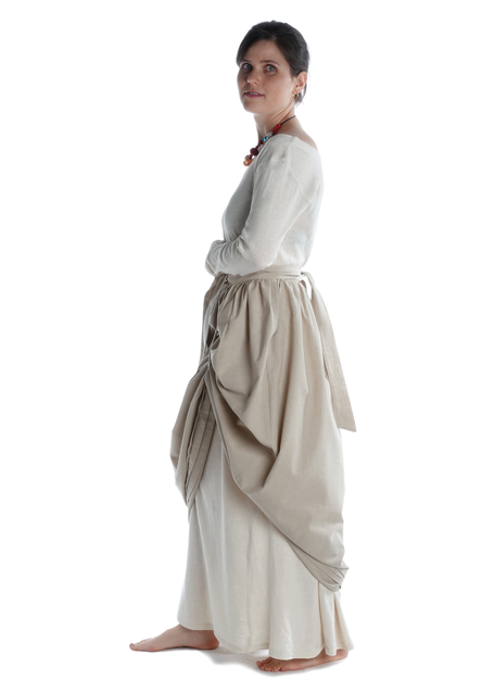 Mittelalter Schürze Widga in Hanffarben Seitenansicht 2