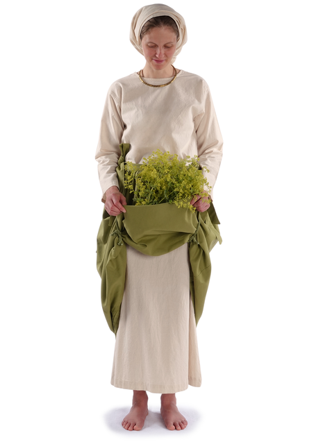 Mittelalter Schürze Widga in Hellgrün Frontansicht