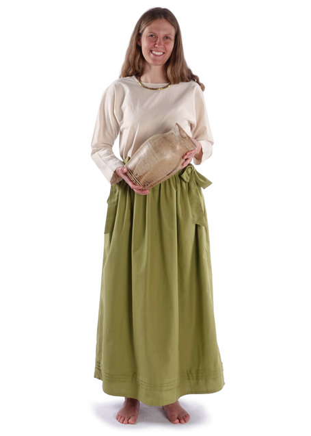 Mittelalter Schürze Widga in Hellgrün Frontansicht 2