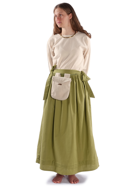 Mittelalter Schürze Widga in Hellgrün Frontansicht 4