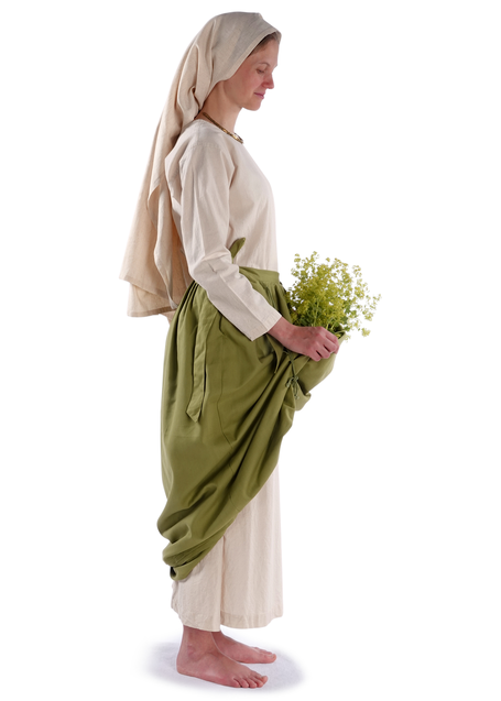 Mittelalter Schürze Widga in Hellgrün Seitenansicht 2