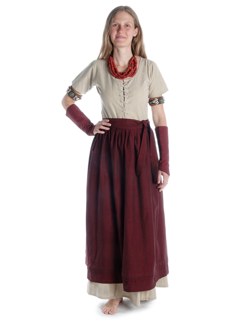 Mittelalter Schürze Widga in Rot Frontansicht