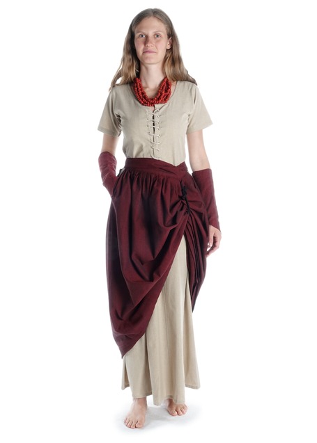 Mittelalter Schürze Widga in Rot Frontansicht 2