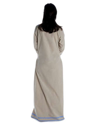 Wikinger Kleid Hildr in Hanffarben-Hellblau Rückansicht