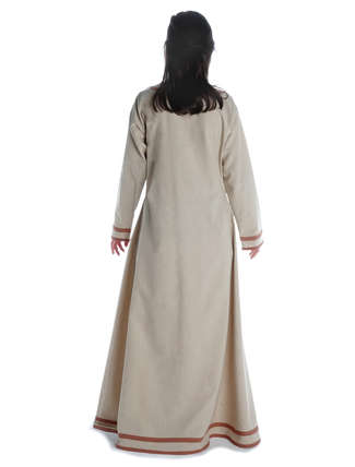 Wikinger Kleid Hildr in Hanffarben-Hellbraun Rückansicht