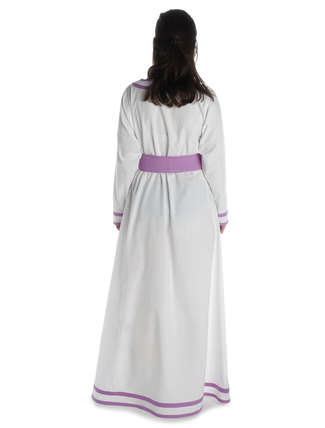 Wikinger Kleid Hildr in Weiß-Violett Rückansicht 2