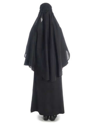 Mittelalter Schleier Vör in Schwarz Rückansicht