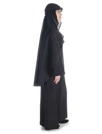 Mittelalter Schleier Vör in Schwarz Seitenansicht