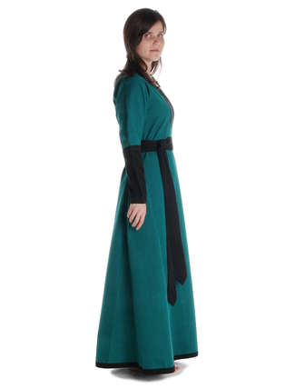 Mittelalter Kleid Skalmöld in Grün-Schwarz Seitenansicht