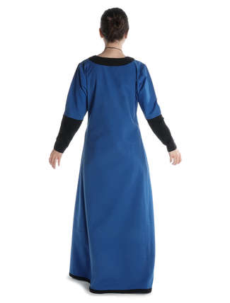 Mittelalter Kleid Skalmöld in Königsblau-Schwarz Rückansicht