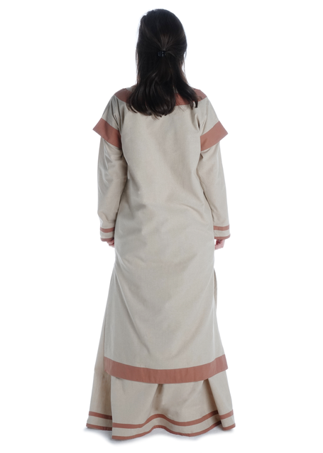 Mittelalter Kleid Linde in Hanffarben-Hellbraun Rückansicht