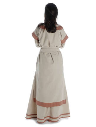 Mittelalter Kleid Linde in Hanffarben-Hellbraun Rückansicht 2