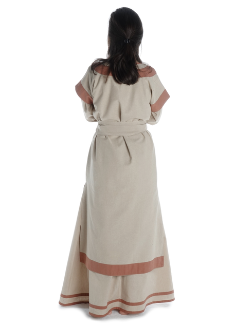 Mittelalter Kleid Linde in Hanffarben-Hellbraun Rückansicht 2