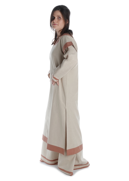 Mittelalter Kleid Linde in Hanffarben-Hellbraun Seitenansicht 2