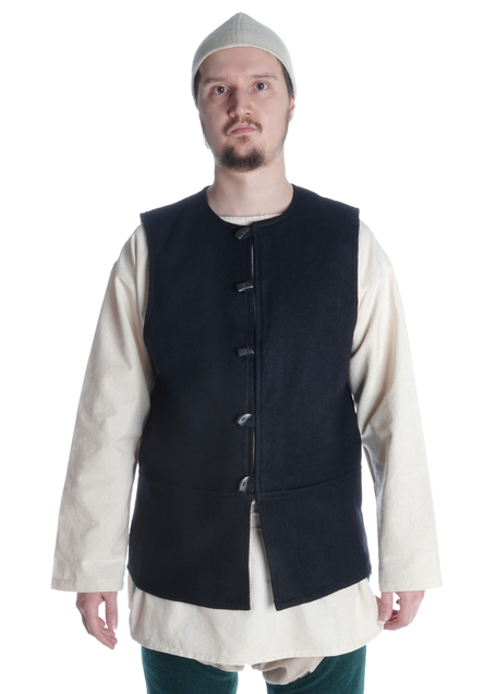 Mittelalter Wams Alkuin in Schwarz Frontansicht