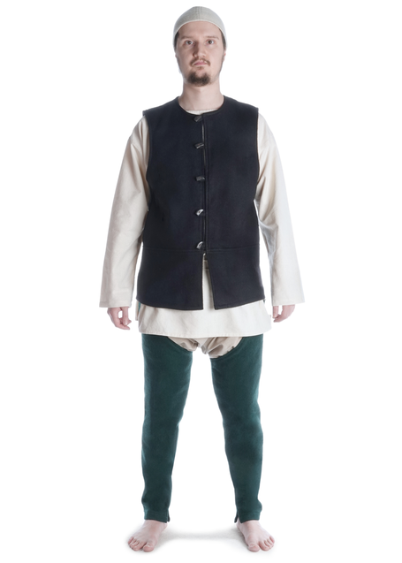 Mittelalter Wams Alkuin in Schwarz Frontansicht 2