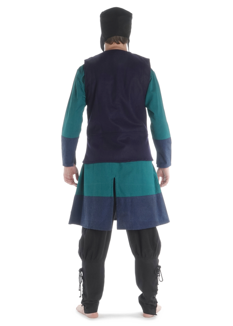 Mittelalter Wams Alkuin in Blau Rückansicht 2