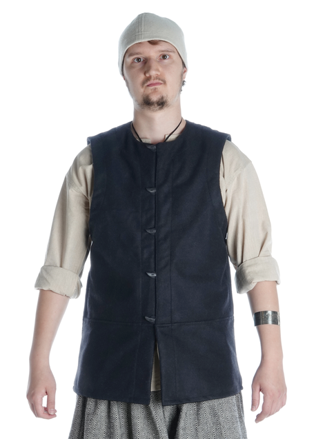 Mittelalter Wams Alkuin in Blau Frontansicht 4