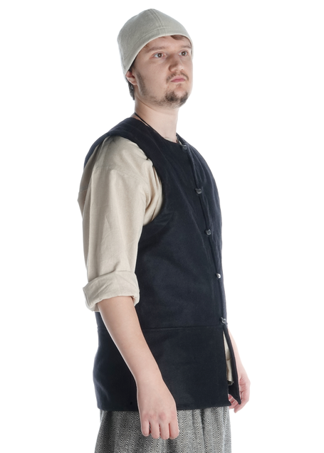 Mittelalter Wams Alkuin in Blau Seitenansicht 4