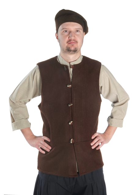 Mittelalter Wams Alkuin in Braun Frontansicht