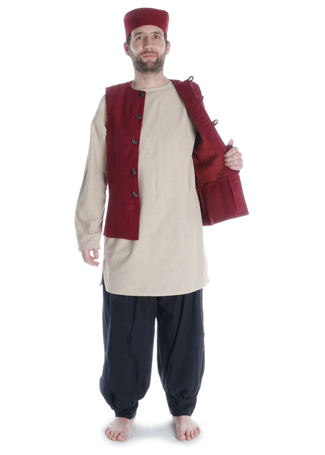 Mittelalter Wams Alkuin in Rot Detailansicht