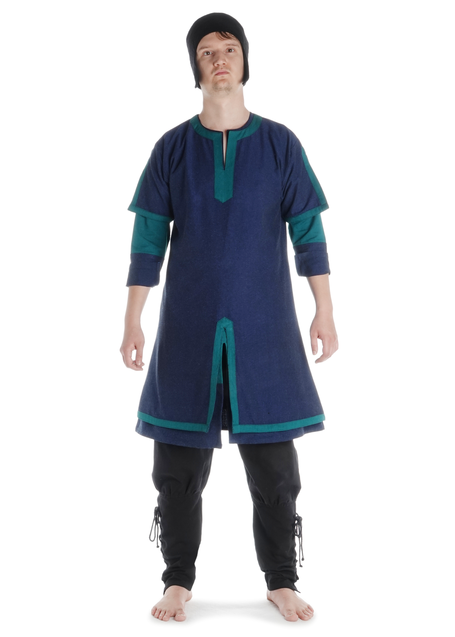 Wikinger Tunika Thor in Blau-Grün Frontansicht