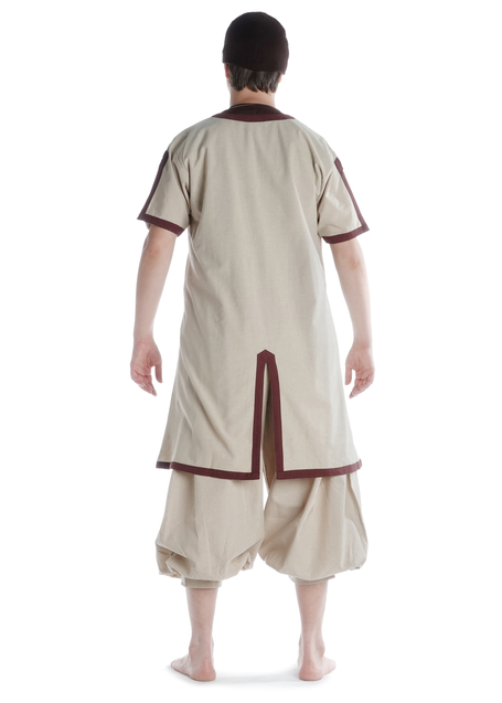 Wikinger Tunika Thor in Hanffarben-Braun Rückansicht