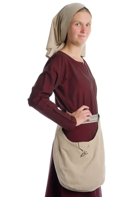 Mittelalter Tasche Egil in Hanffarben Seitenansicht