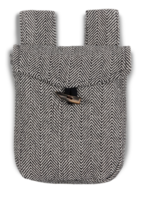 Mittelalter Tasche Widia in Fischgrät Schwarz-Weiß Frontansicht