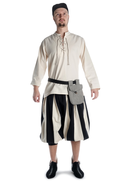 Mittelalter Tasche Widia in Fischgrät Schwarz-Weiß Frontansicht 6