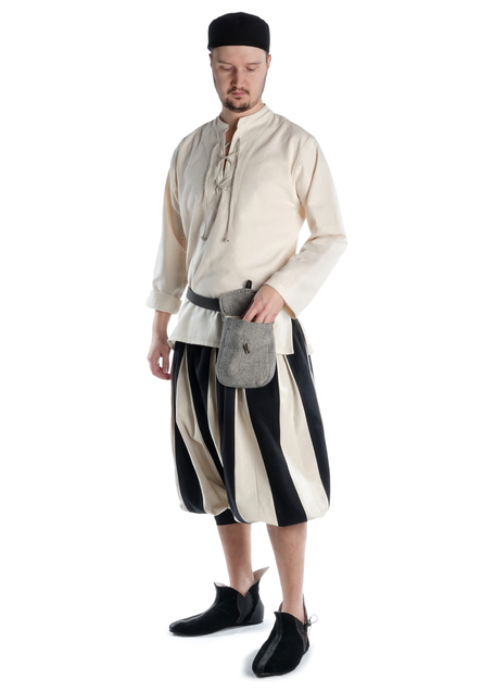 Mittelalter Tasche Widia in Fischgrät Schwarz-Weiß Frontansicht 7