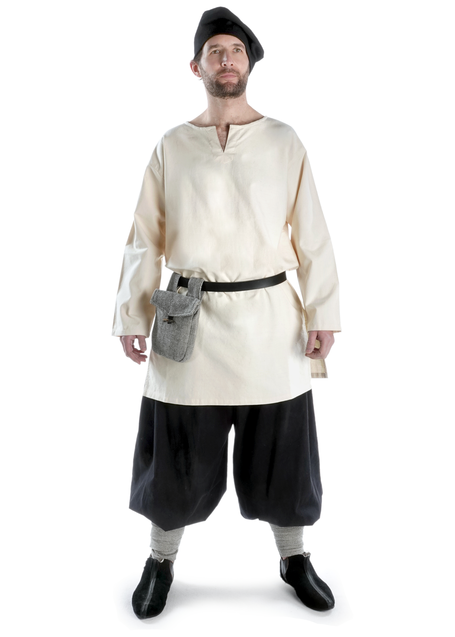 Mittelalter Tasche Widia in Fischgrät Schwarz-Weiß Frontansicht 8