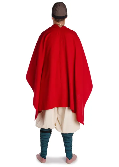 Mittelalter Umhang Bragi in Feuerrot Rückansicht