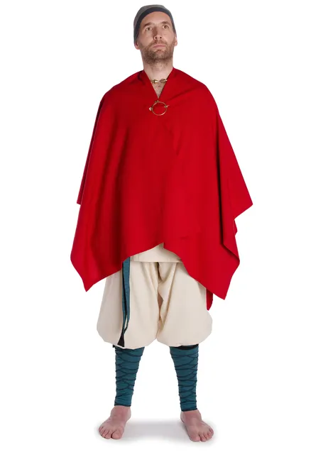 Mittelalter Umhang Bragi in Feuerrot Frontansicht