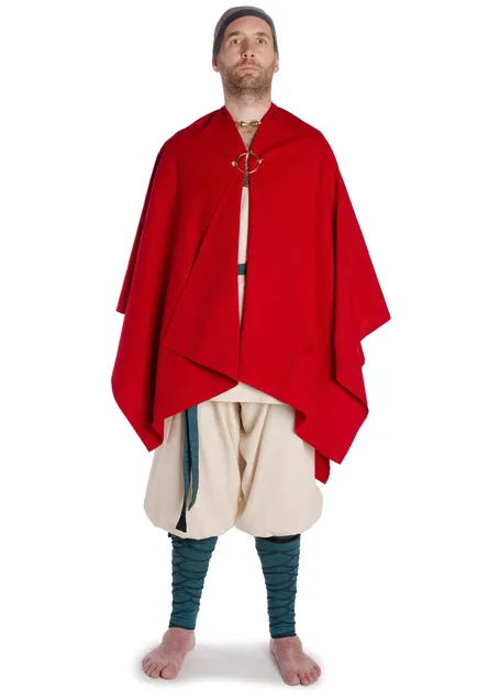 Mittelalter Umhang Bragi in Feuerrot Frontansicht 2