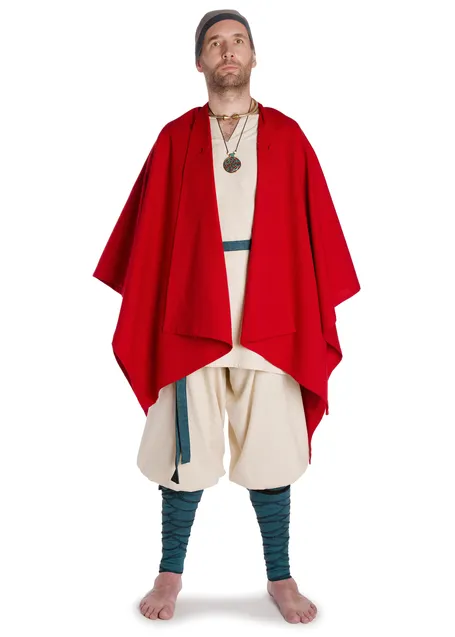 Mittelalter Umhang Bragi in Feuerrot Frontansicht 3