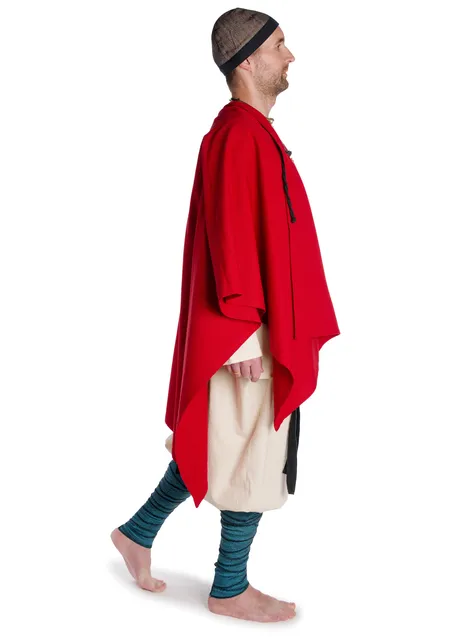 Mittelalter Umhang Bragi in Feuerrot Seitenansicht