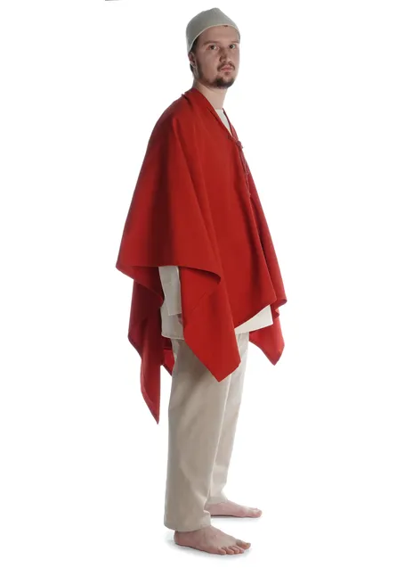 Mittelalter Umhang Bragi in Feuerrot Seitenansicht 2