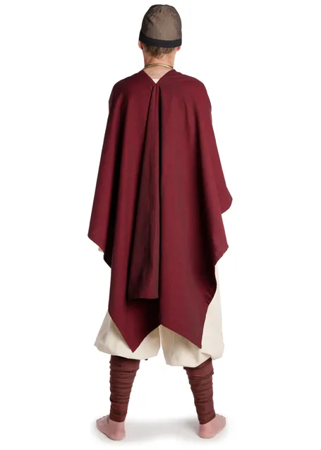 Mittelalter Umhang Bragi in Rot Rückansicht