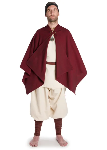 Mittelalter Umhang Bragi in Rot Frontansicht