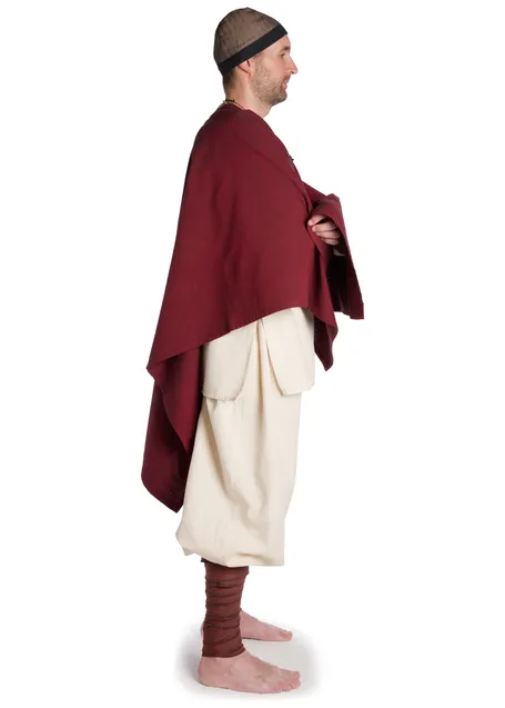 Mittelalter Umhang Bragi in Rot Seitenansicht 2