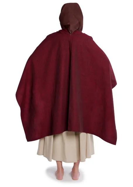 Mittelalter Umhang Fulla in Rot Rückansicht