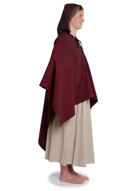 Mittelalter Umhang Fulla in Rot Seitenansicht