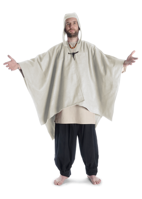 Mittelalter Umhang Bragi in Beige Frontansicht