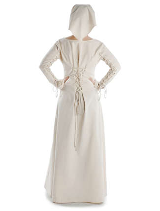 Mittelalter Kleid Hildegunde in Beige Rückansicht