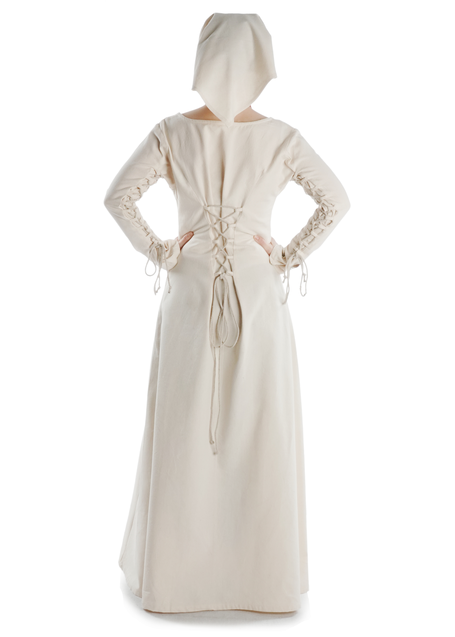 Mittelalter Kleid Hildegunde in Beige Rückansicht