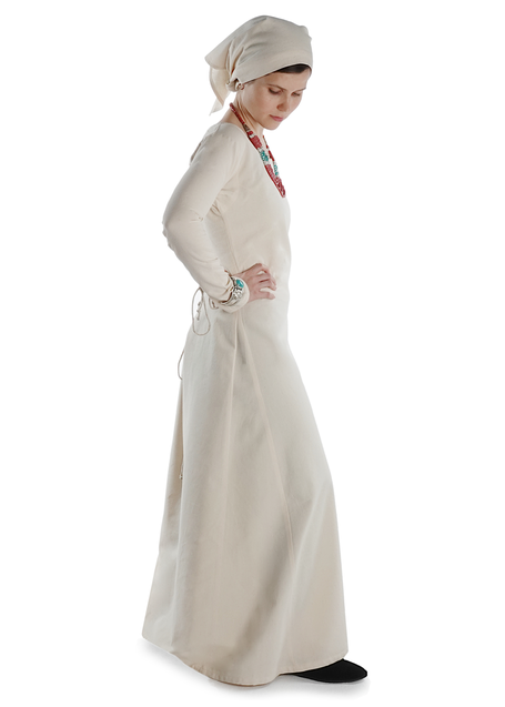 Mittelalter Kleid Hildegunde in Beige Seitenansicht