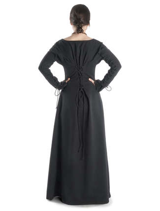 Mittelalter Kleid Hildegunde in Schwarz RÃ¼ckansicht