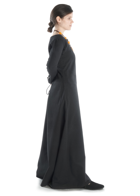 Mittelalter Kleid Hildegunde in Schwarz Seitenansicht